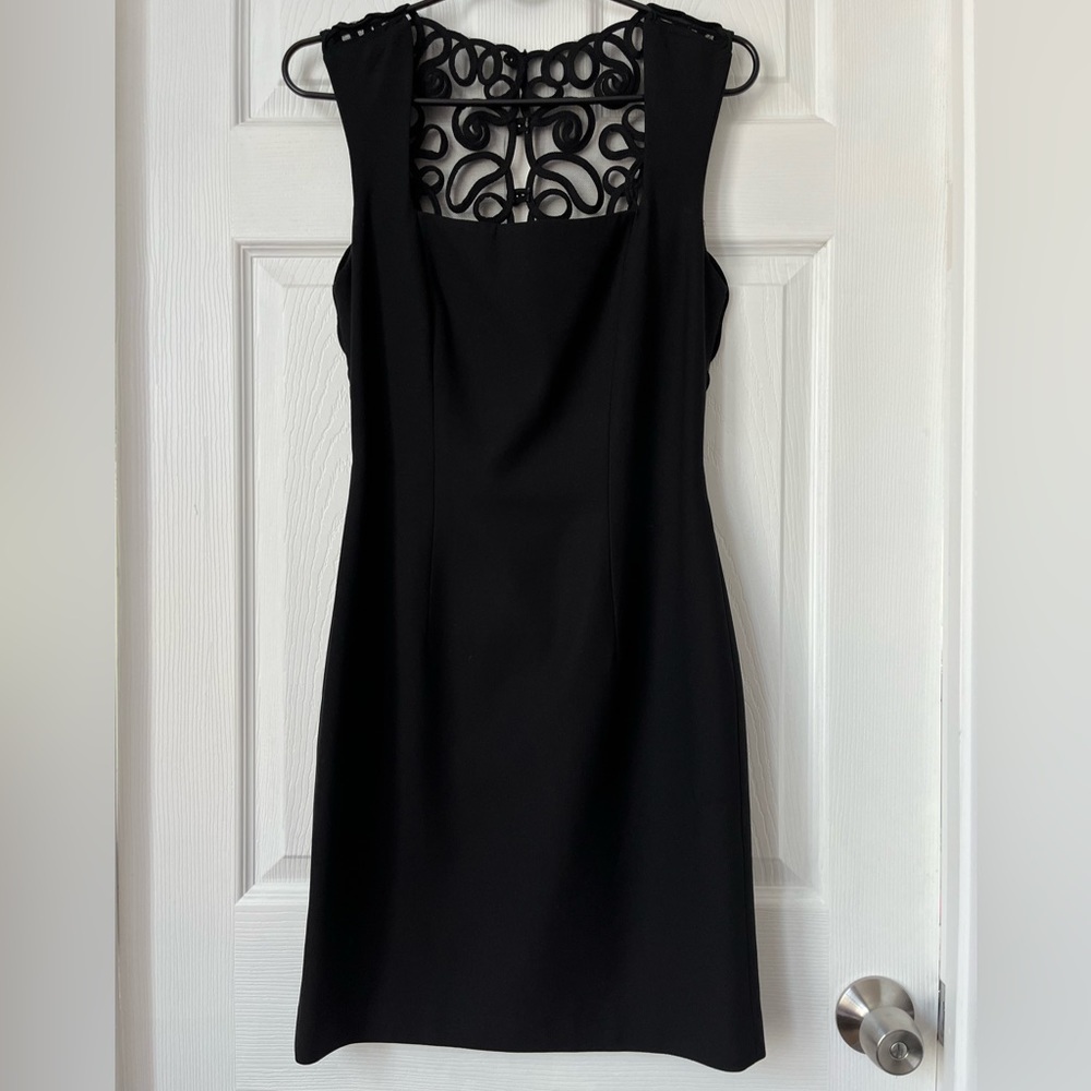 Ann Taylor Vintage Sheer Back Soutache Black Dress size 6